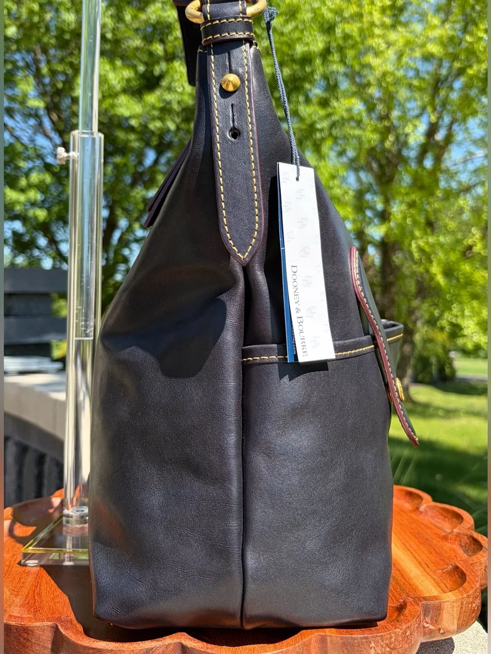 Dooney & Bourke Medium Lucy Navy Blue Florentine Leather Hobo NWT